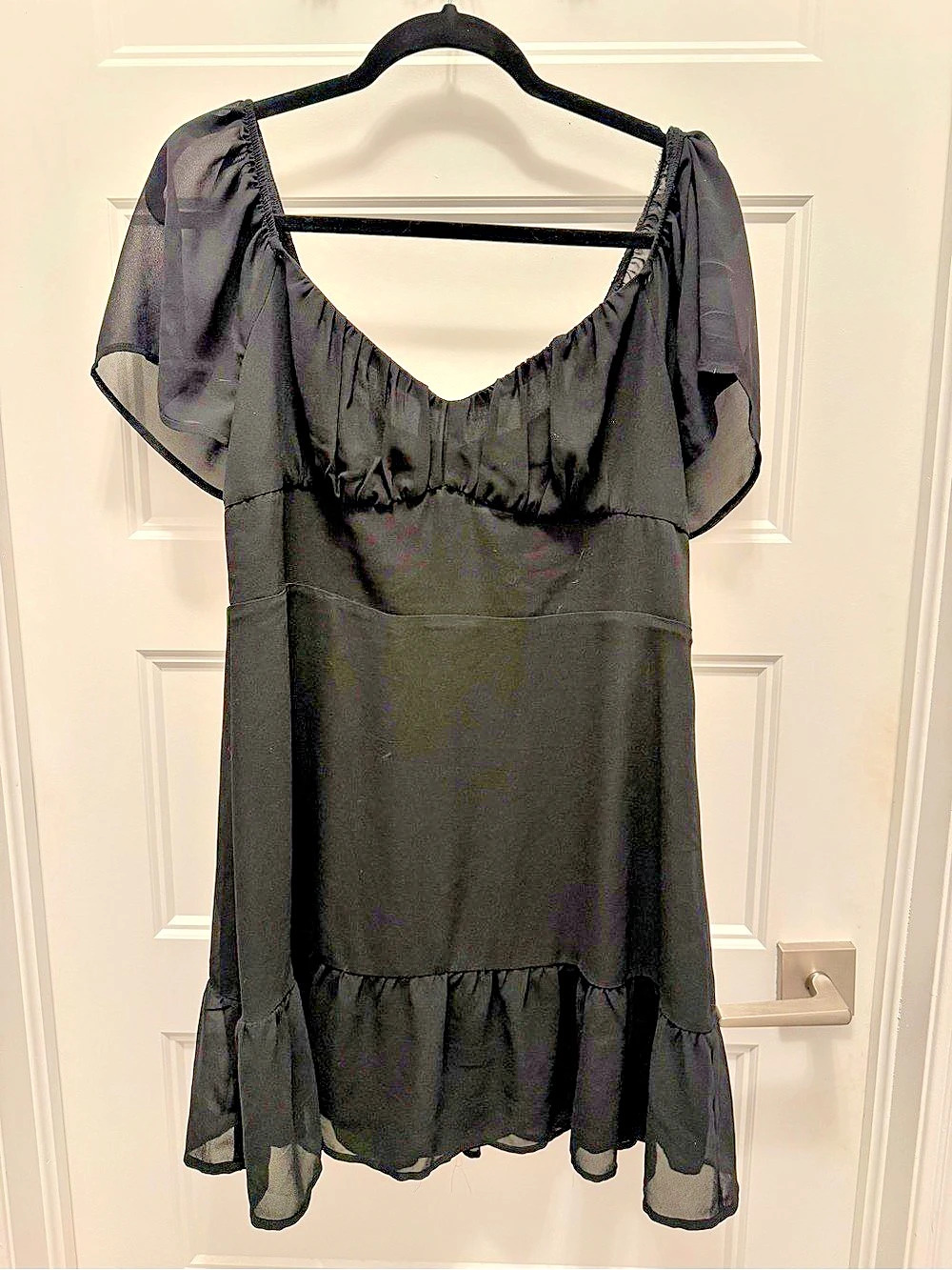 Dynamite Eliana Black Chiffon Flutter Sleeve Mini Dress L